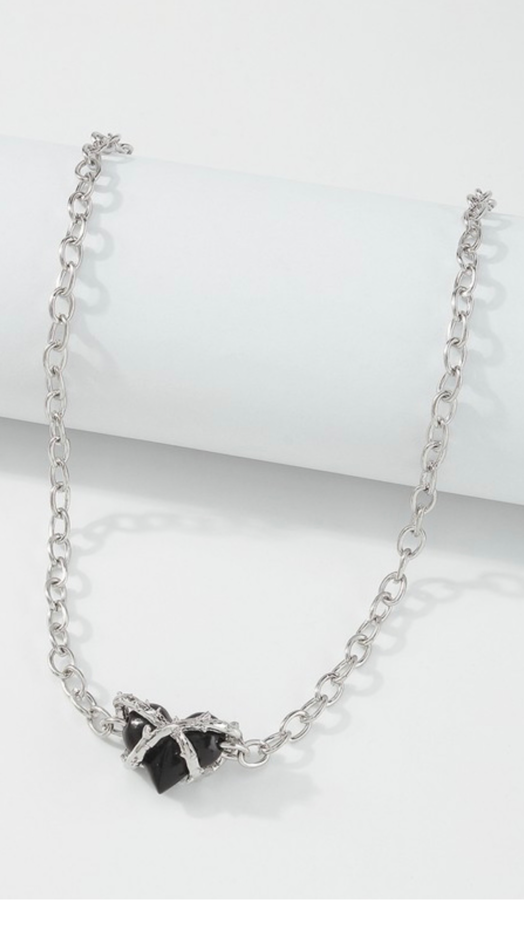 Rock & Roll Heart Silver Necklace